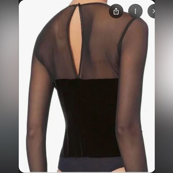 NWT Cinq a Sept Black Velvet/Mesh Bodysuit Small - Picture 5 of 13